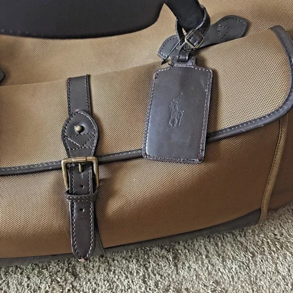 Vintage Polo Ralph Lauren Luggage Coated Canvas & Leather Duffel‎ Bag Wheeled - Picture 2 of 12